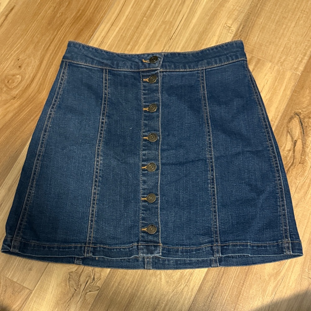 Mudd Blue Denim Mini Skirt with Button Detail